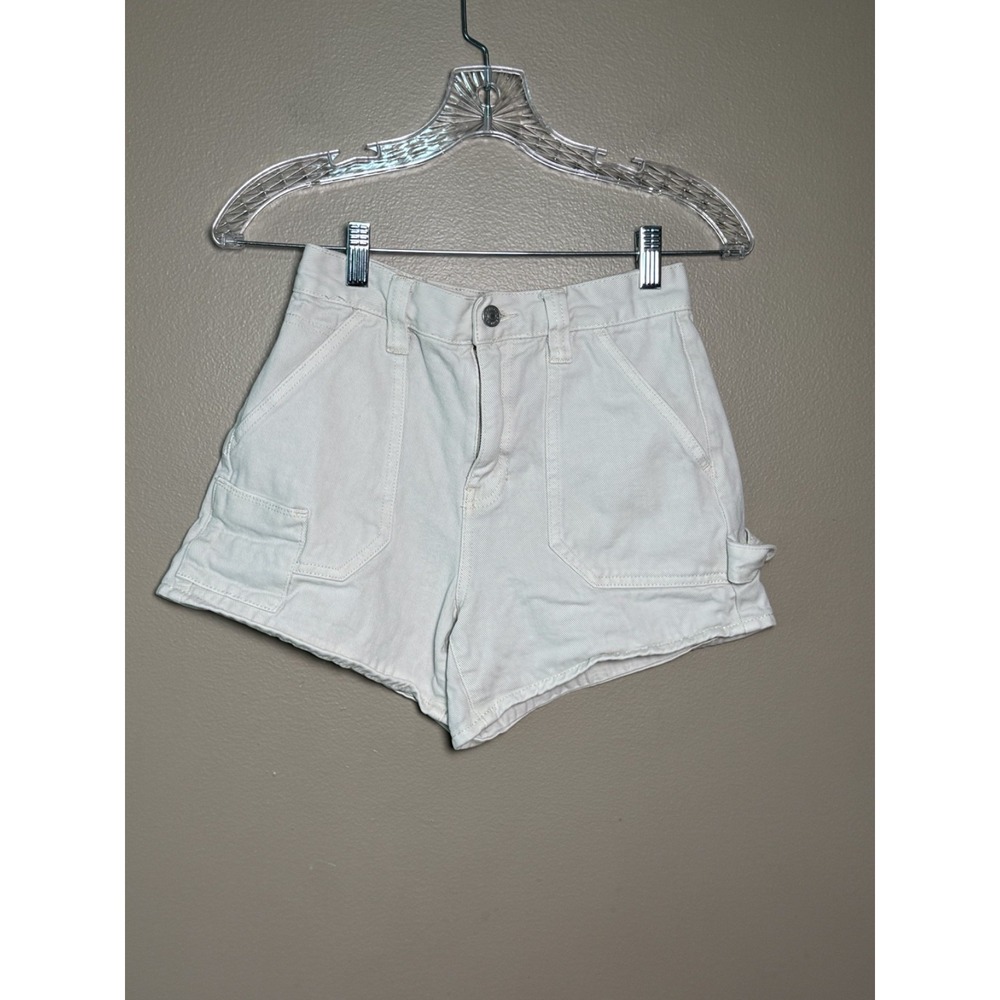 PacSun Beige Cotton Denim Cargo Workwear Shorts High Rise Women's 25 821SU234258